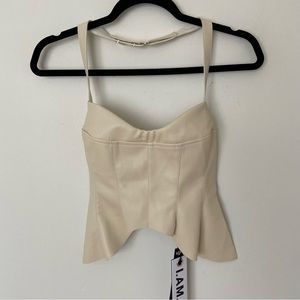 I.AM.GIA NWT Sylvie Top in Nude Bone size XS Faux Leather Corset Bustier…